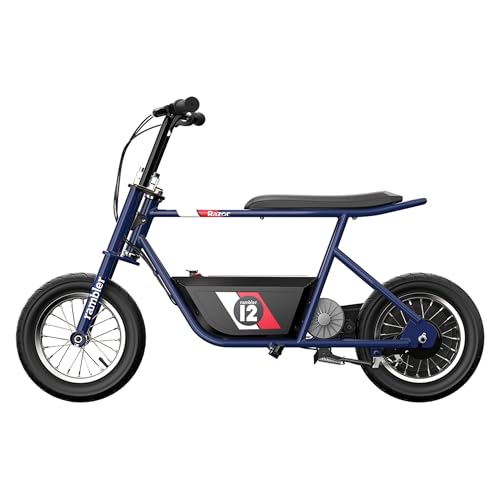 Dark Blue Electric Retro Minibike with 250W Motor, 12 Inch Tires, 24V Battery Y633