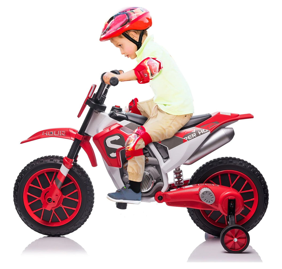 12V Kids Off-Road Ride on Dirt Bike with Training Wheels, Green K640