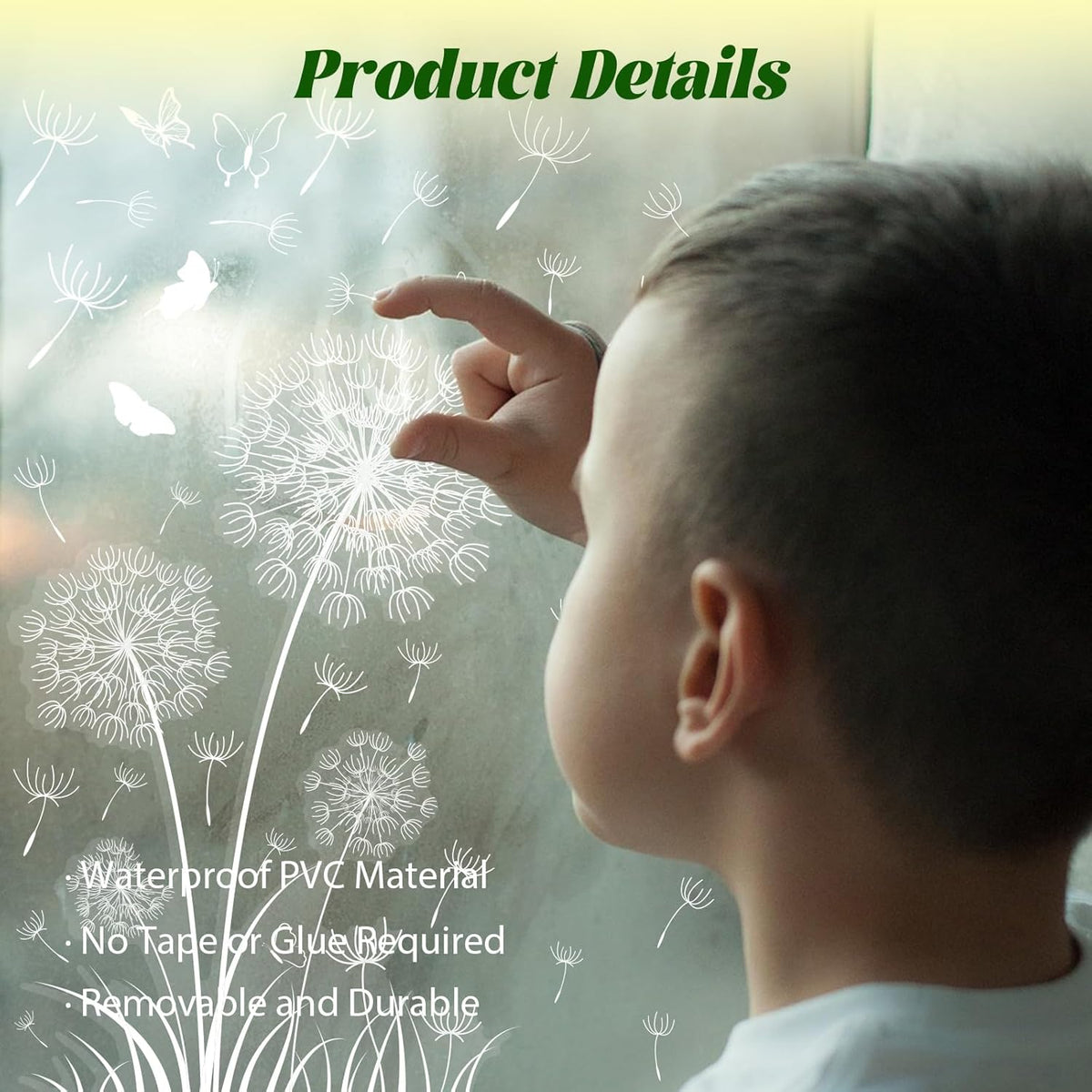 White Dandelion Window Clings Flying Flower Butterflies Window Sticker Self-Adhesive Decals M563