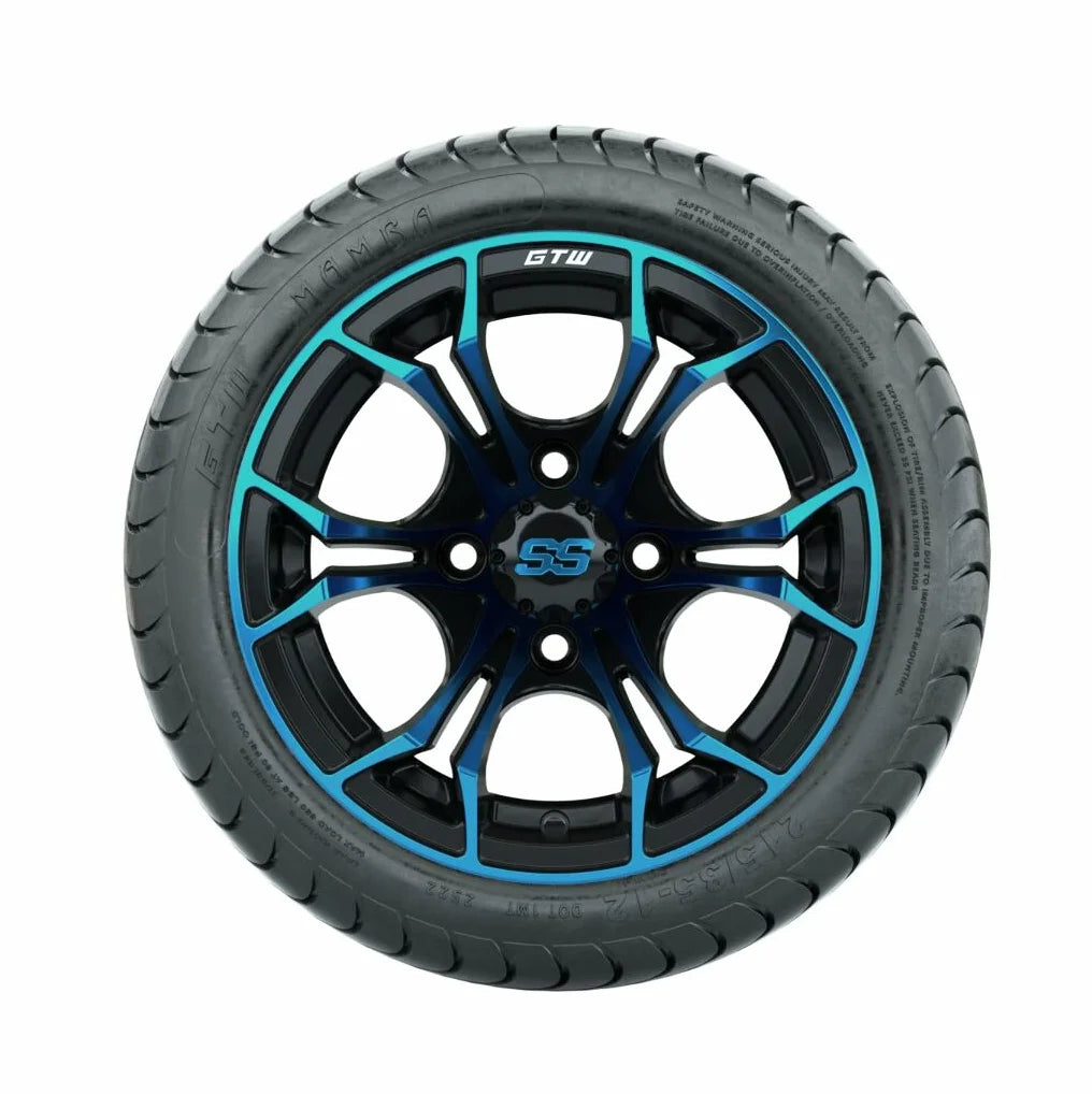 12 inch Blue/Black Wheel with Street Tire Set of 4 V170