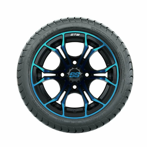 12 inch Blue/Black Wheel with Street Tire Set of 4 V170