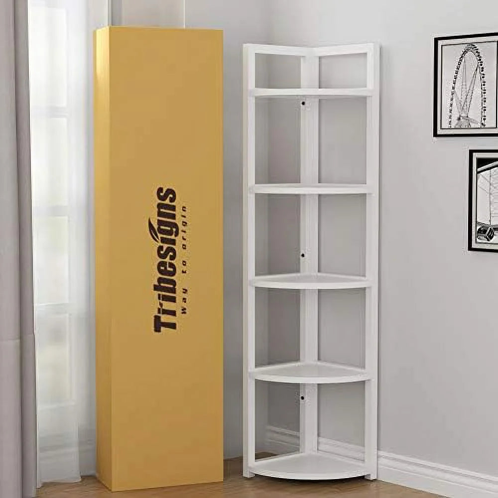 6 Tier 70.9 Inch Tall Corner Bookshelf Q3268