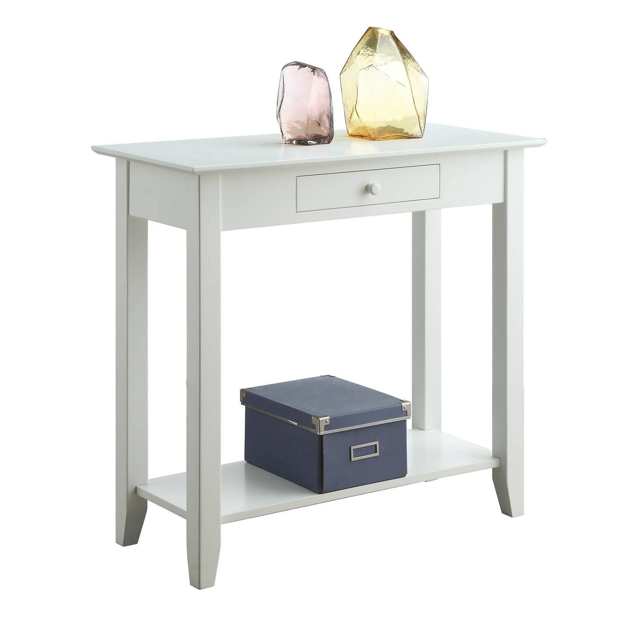 White Hall Table with Drawer/Shelf B46635