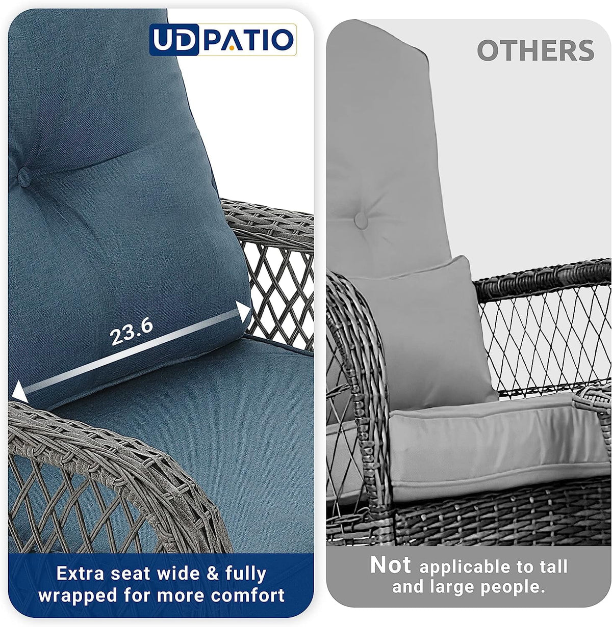 3 Piece Rattan Outdoor Rocking Bistro Set with Cushions A39089