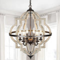 6 Light Farmhouse Chandelier with Globe Light Fixture L585766