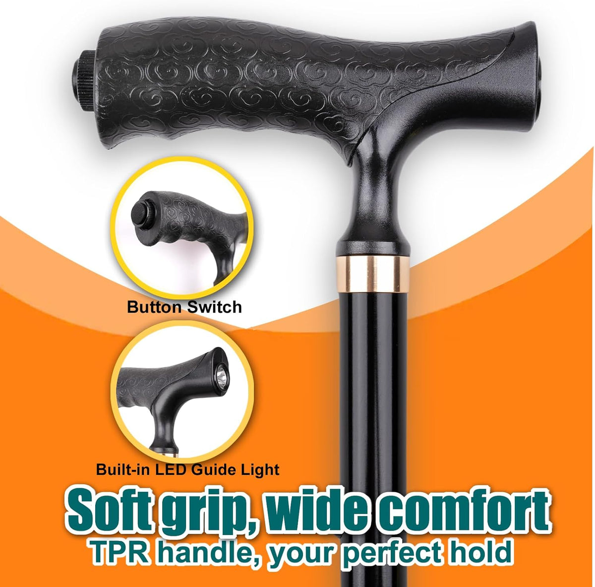 Foldable Lightweight Walking Cane with Light V742413