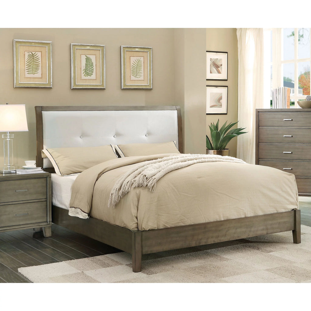 Brown Faux Leather Upholstered Platform Bed I356227