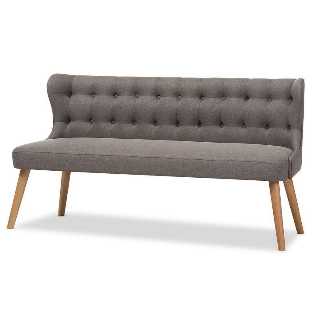 Tufted Wingback Sofa in Gray and Light Brown Q234