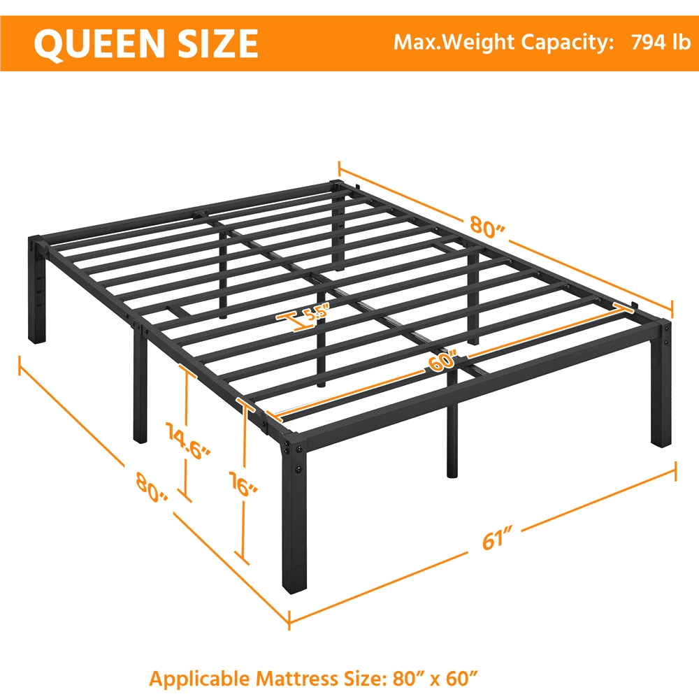Twin Size Black Metal Platform Bed Frame V31929
