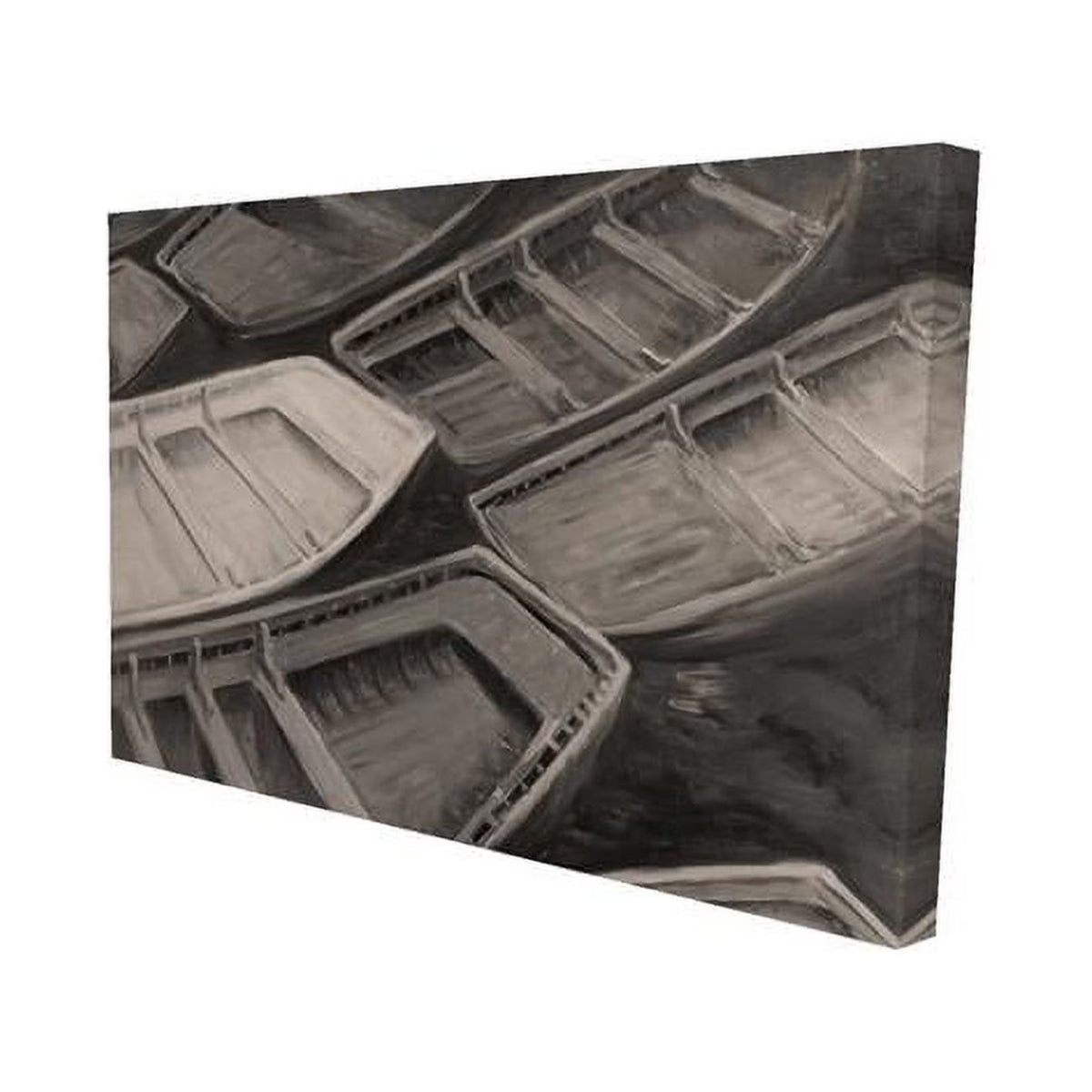 Small Canoes Sepia Style-Print on Canvas M303