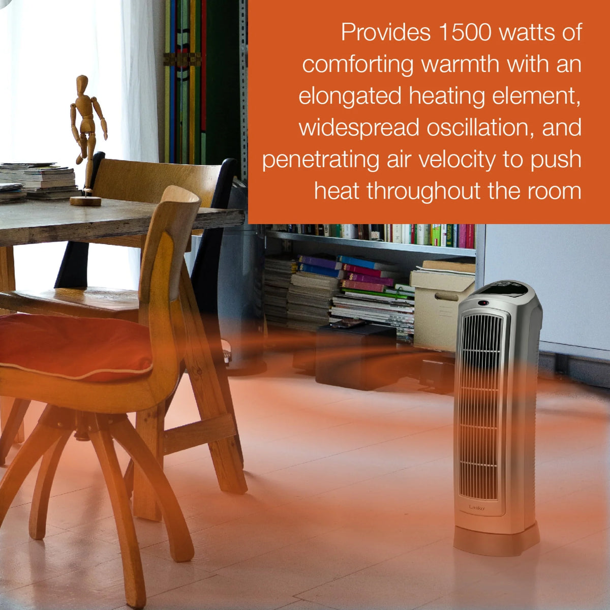 1500W Oscillating Ceramic Electric Tower Space Heater with Remote, Gray B2616