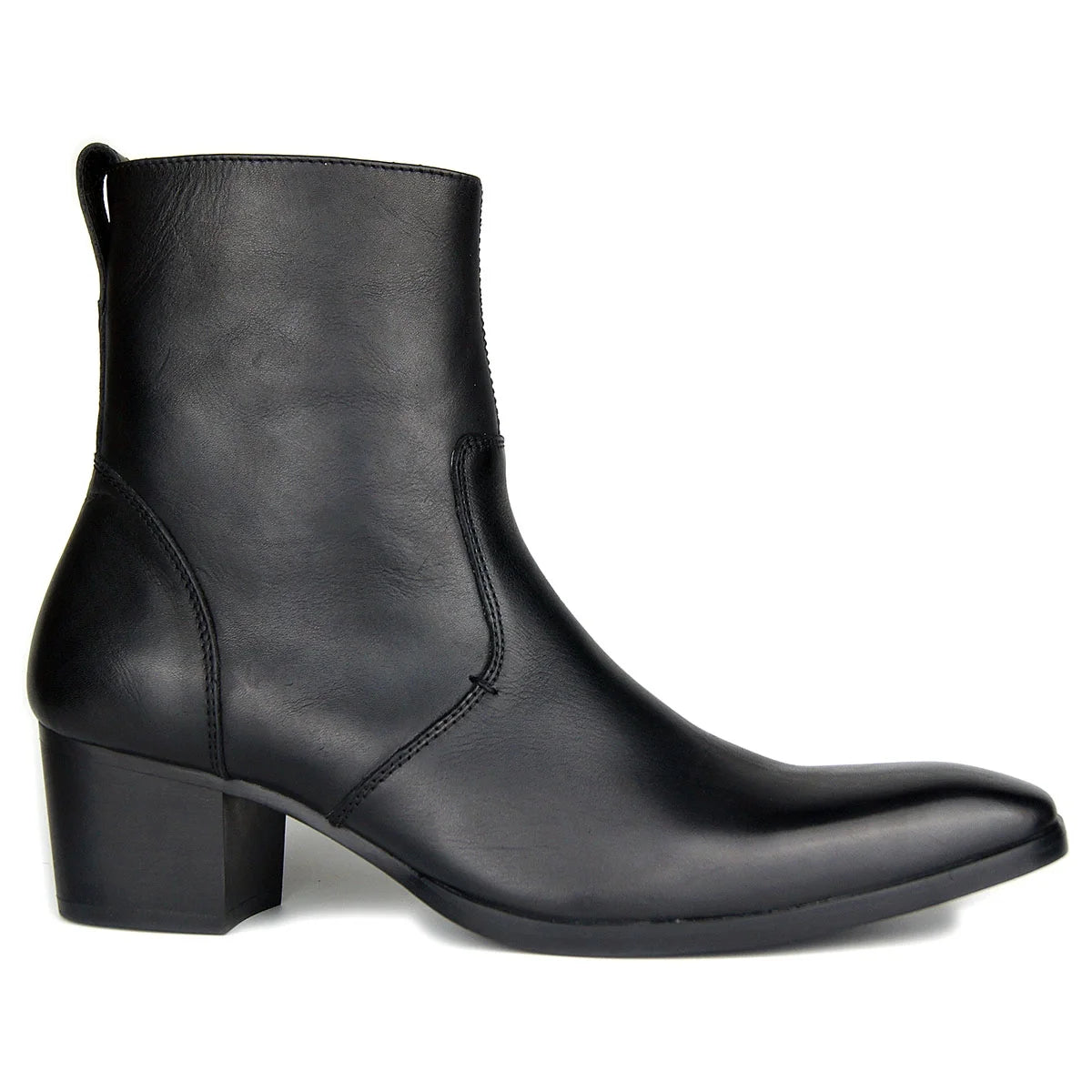 Black Leather Chelsea Boots P579