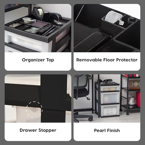 Black Plastic 4-Drawer Rolling Cart W737