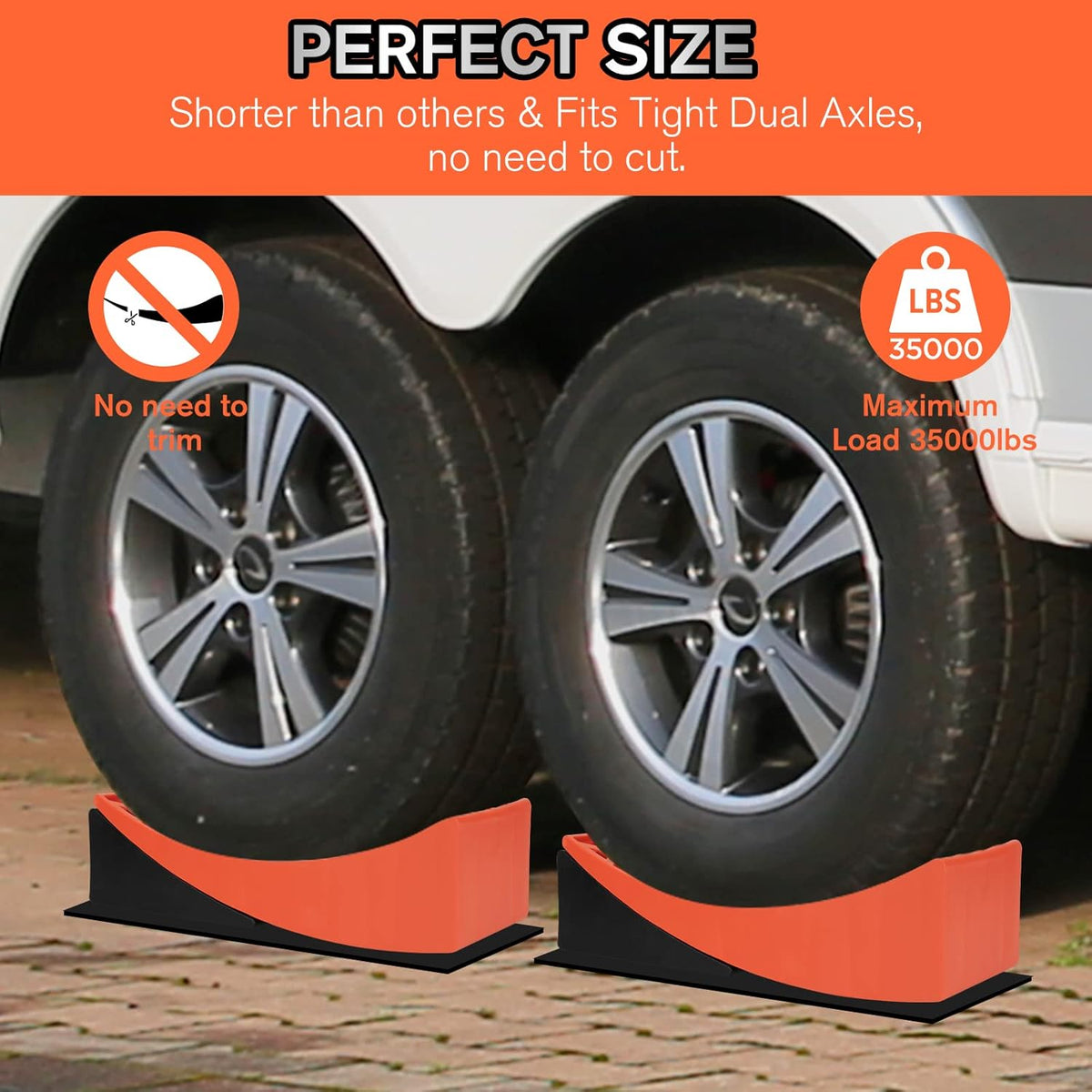 RV Camper Leveler Kit, 2 Packs Heavy Duty Curved RV Leveling Blocks Ramp Wheel Chock I5294
