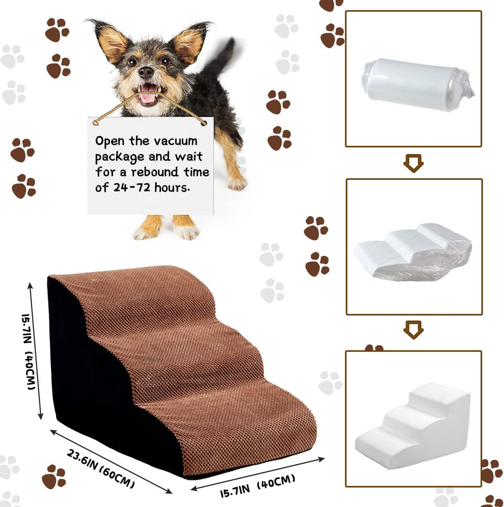 3 Tiers Non-Slip Foam Dog Ramp Stairs for Sofa F73798