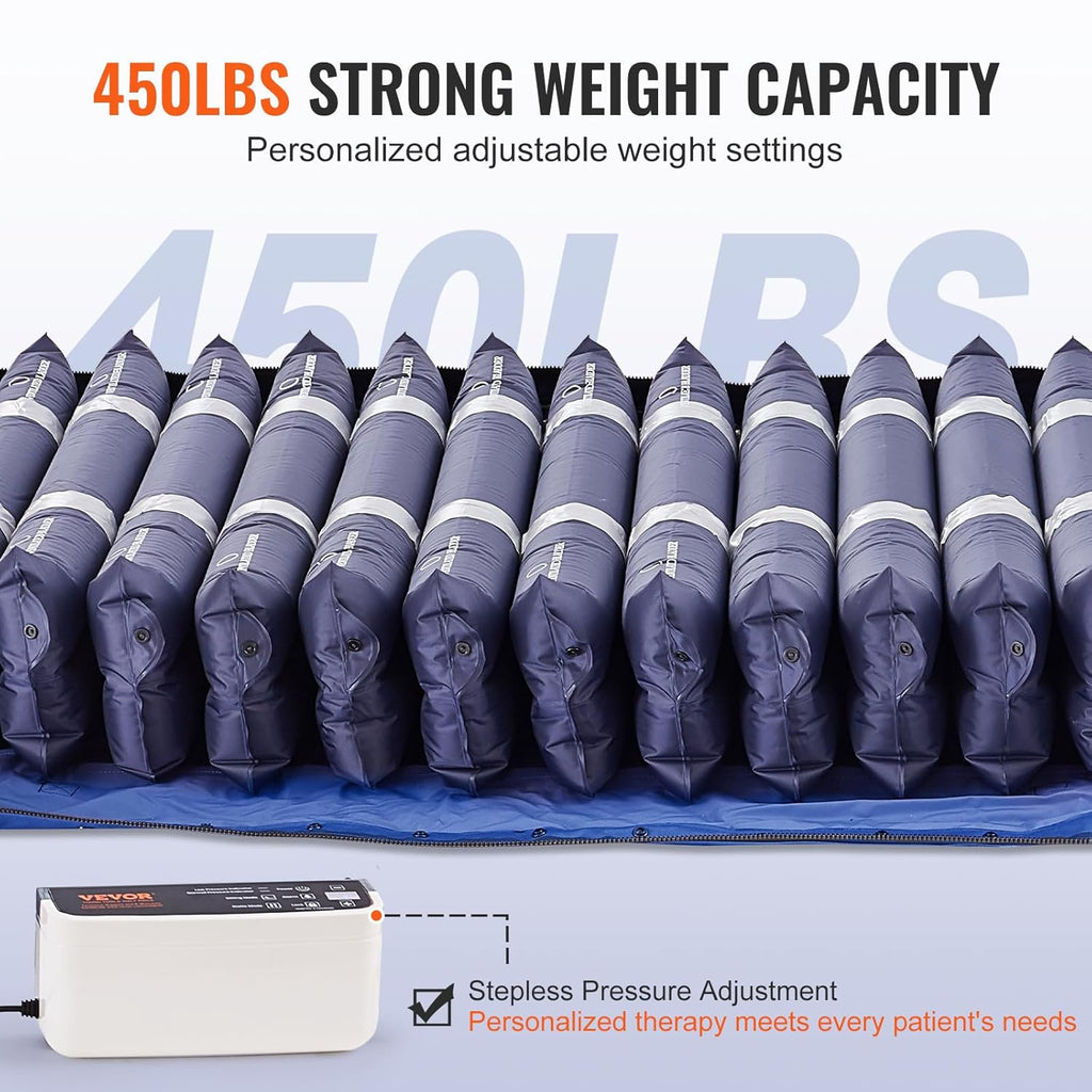 Alternating Air Pressure Mattress, Dual-Layer Pad for Hospital Beds, 450LBS Loading with Electric Quiet Pump D70681
