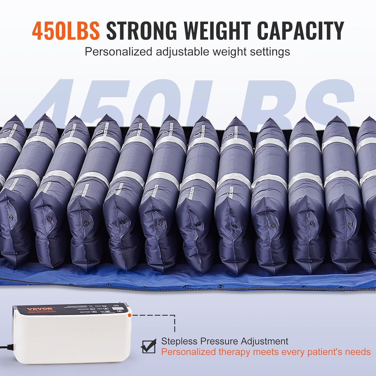 Alternating Air Pressure Mattress, Dual-Layer Pad for Hospital Beds, 450LBS Loading with Electric Quiet Pump D70681