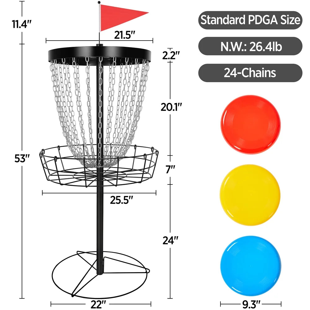 Black Disc Golf Goal with Carrying Bag and 3 Discs T460