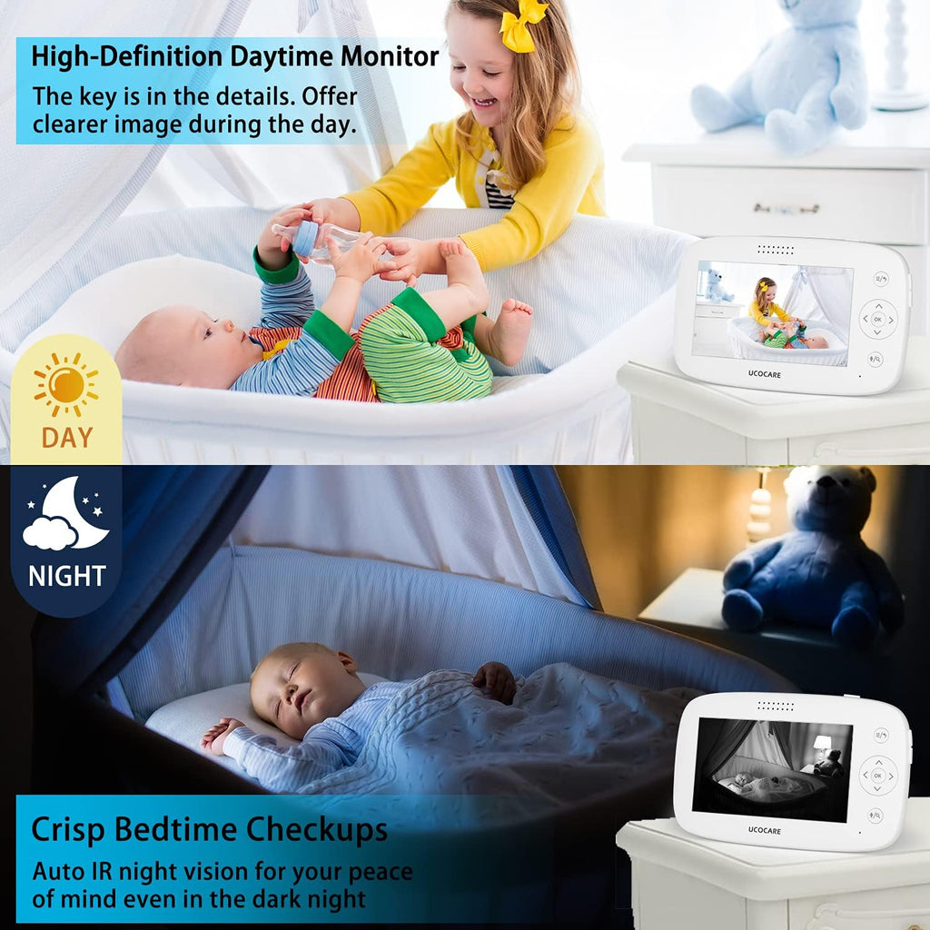 Baby Monitor with Camera and Audio, Night Vision, PTZ, Motion Detection, Temperature Monitor, 2-Way Talk B838284