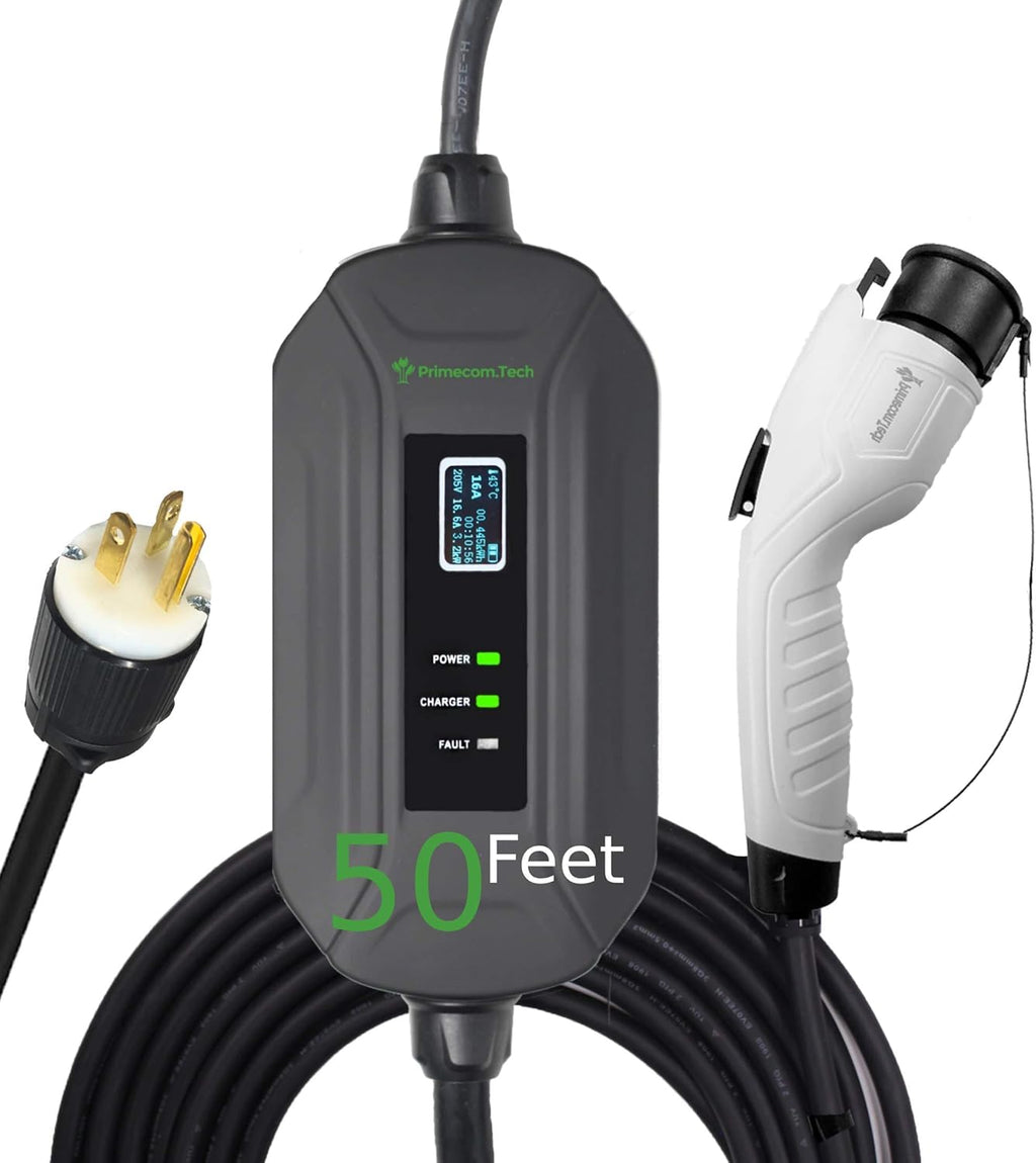Portable Level 2 Electric Vehicle Charger, 16Amp, 50 Feet P8021