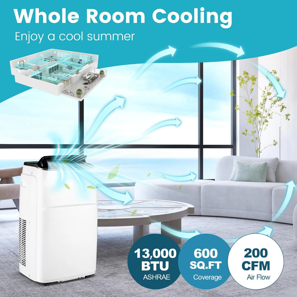 13000 BTU Smart Portable Air Conditioner & Heater C1751