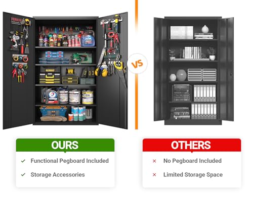 72 Inch Black Lockable Metal Storage Cabinet with Wheels N288