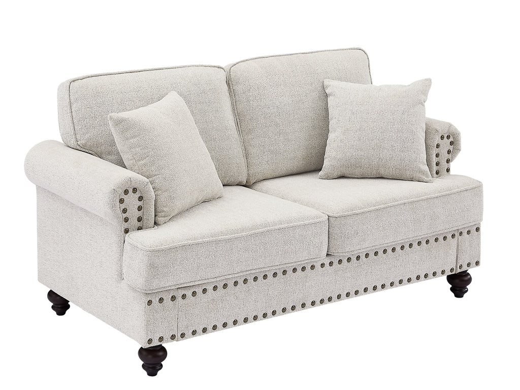 White Chenille 2 Seater Loveseat Sofa Z890