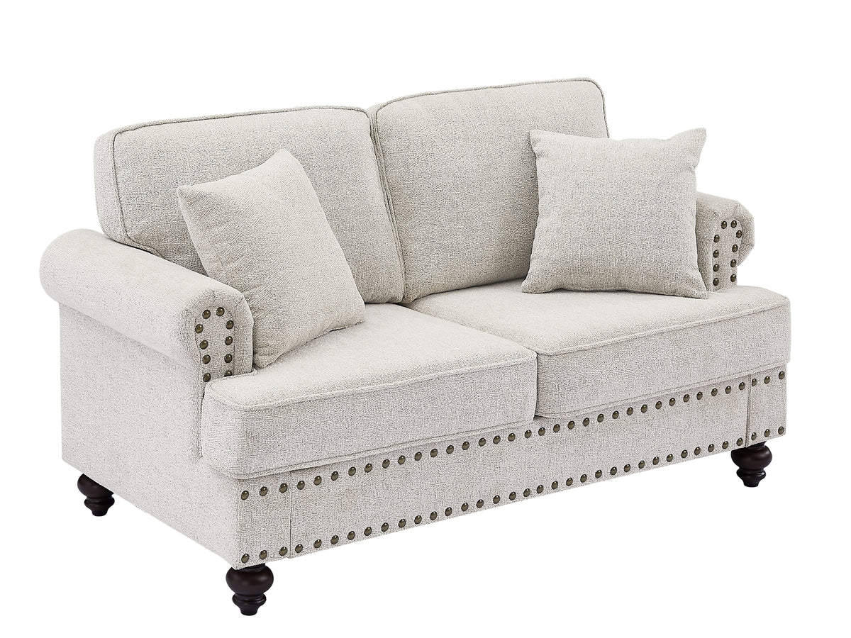 White Chenille 2 Seater Loveseat Sofa Z890