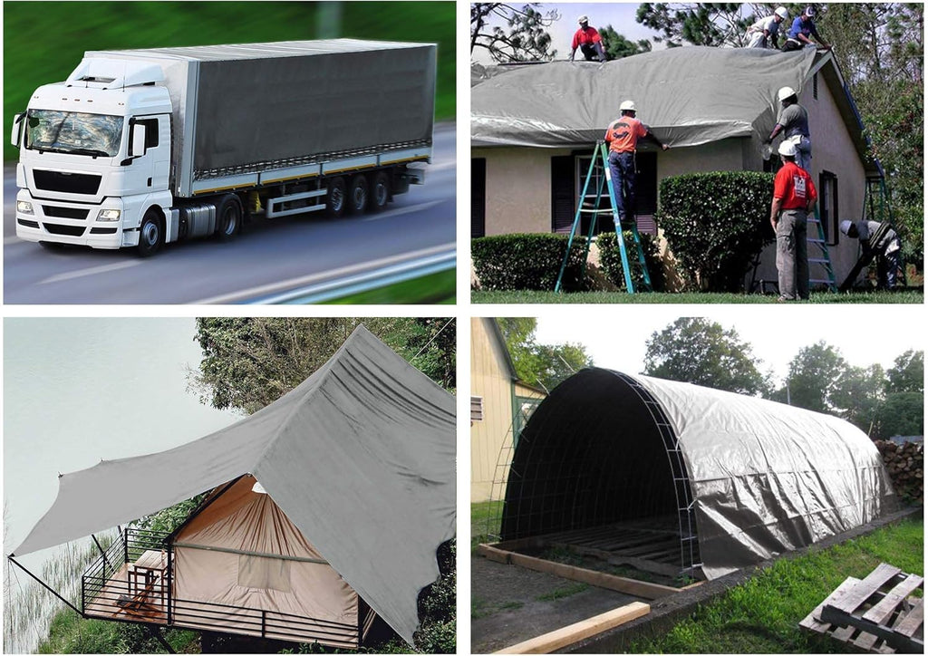 Heavy Duty Reinforced Poly Tarp Waterproof Tarpaulin 10-mil with Eyelets Q797549