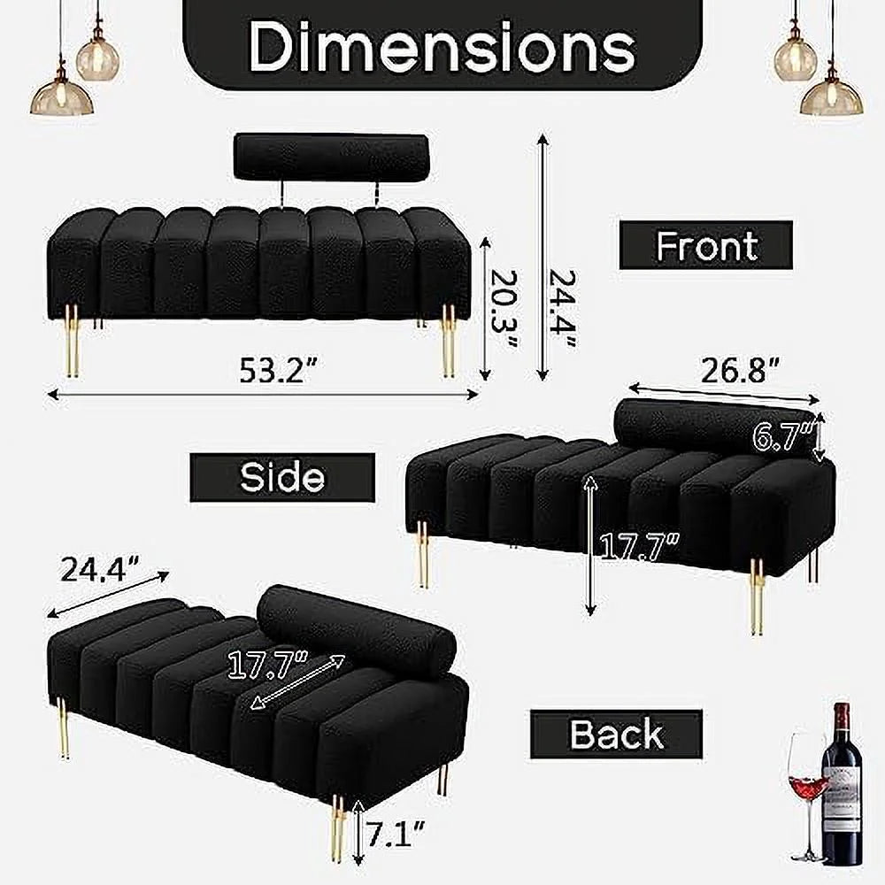 53.2" Modern Loveseat Sofa Couch Upholstered Accent Sofa with Golden Legs and Adjustable Backrest Small Teddy Fleece Couches M771