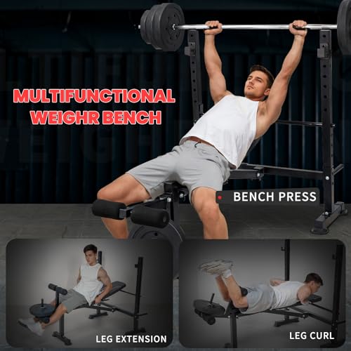 Adjustable Incline Decline Flat Weight Bench with Leg Extension & Curl O822768
