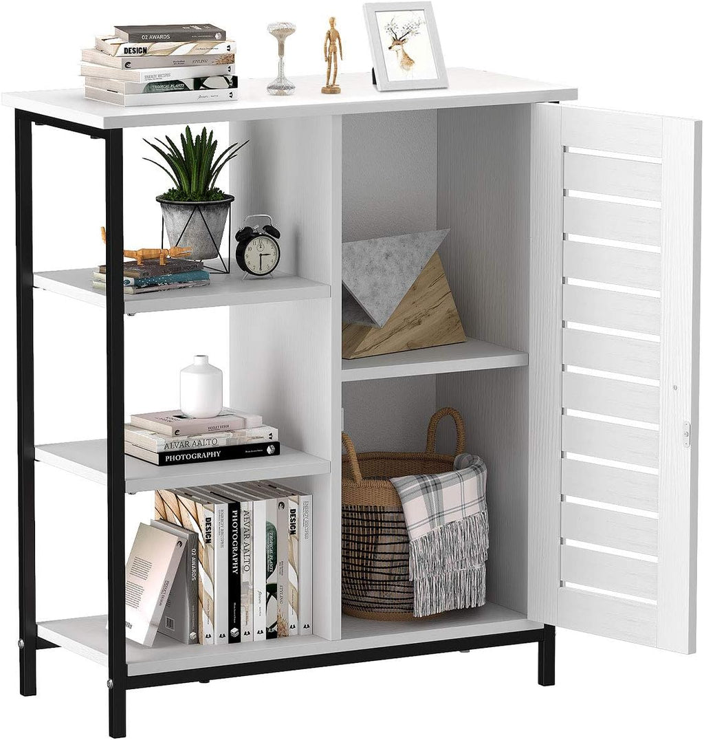 Dark Walnut Storage Cabinet with Metal Frame B821689