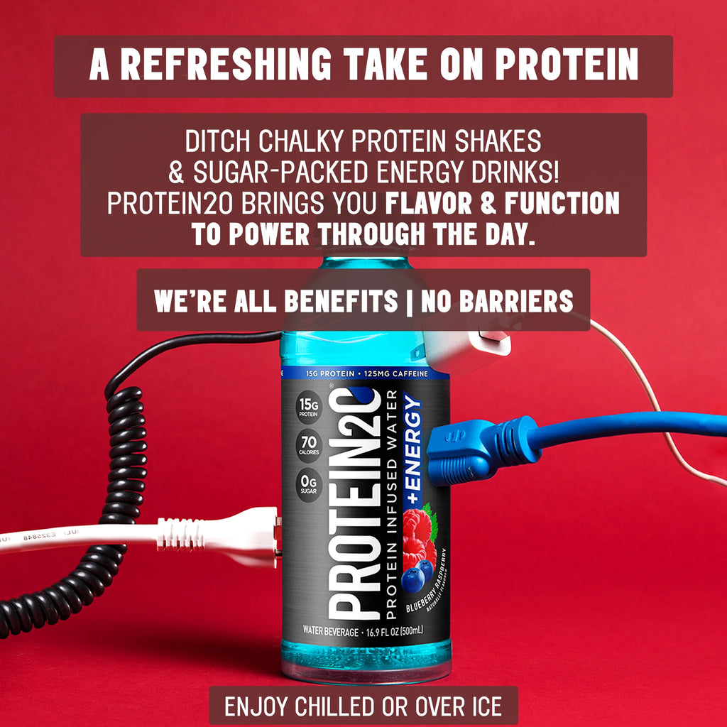 15g Whey Protein Infused Water Plus Energy, Cherry Lemonade, 16.9 fl oz Bottle (12-Pack) S757