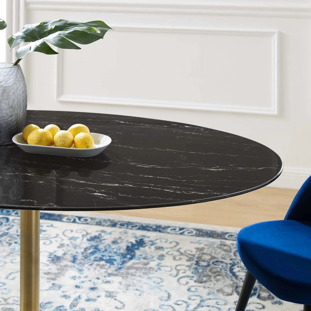 60" Oval Artificial Marble Dining Table T73491