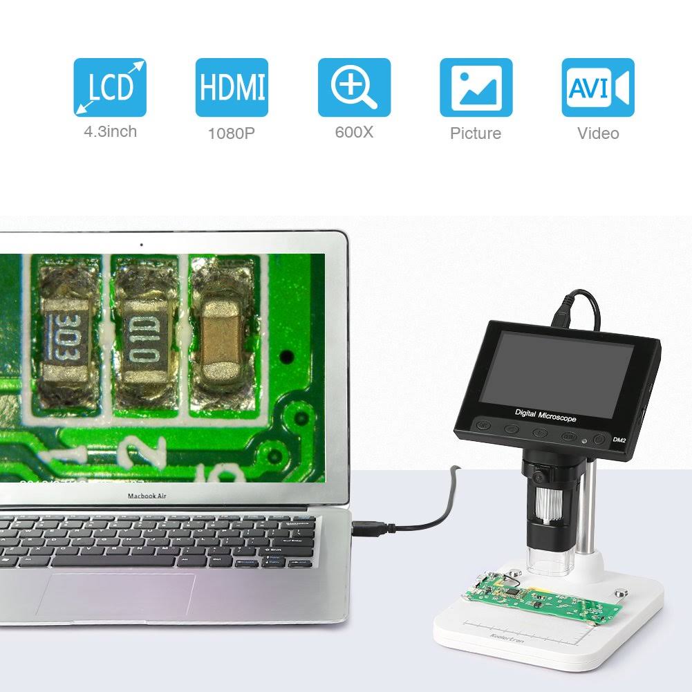 4.3 inch Full Color LCD Digital USB Microscope with 10x-600x Magnification B152