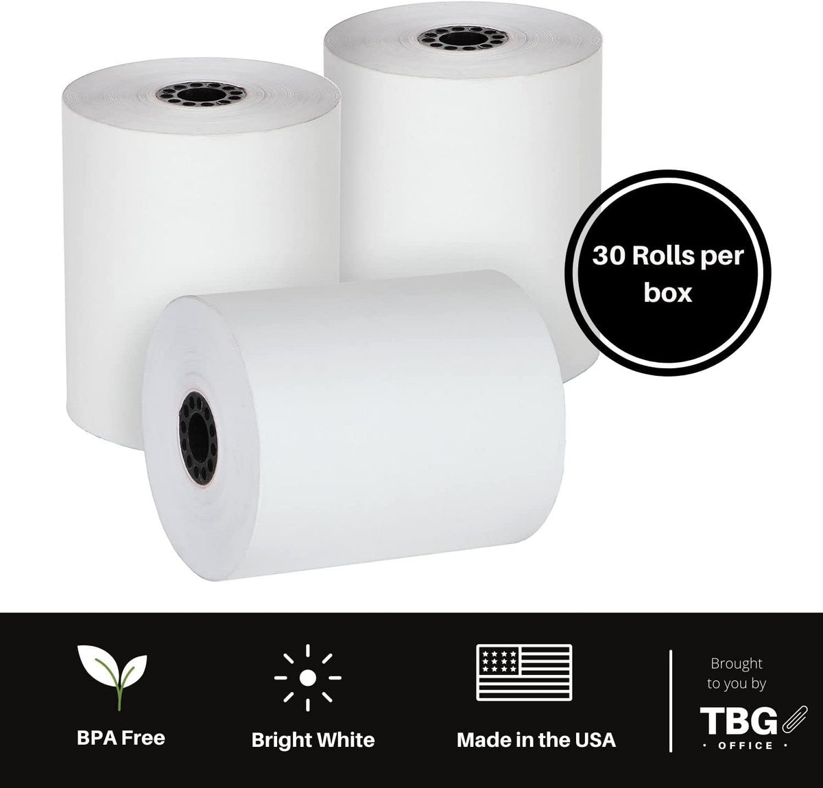 BPA Free Thermal Paper Rolls for POS Systems (1 Case - 30 Rolls) N3342