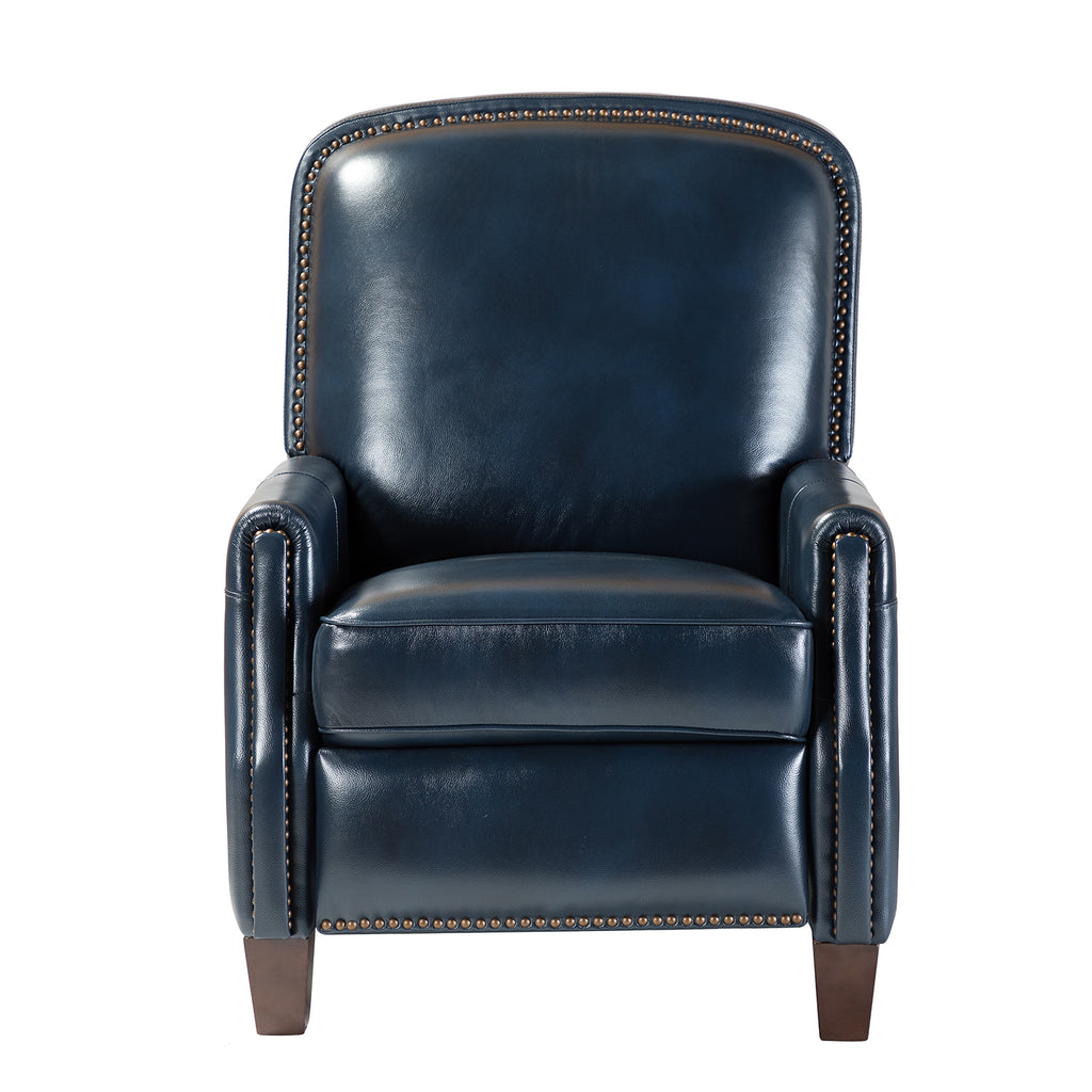 Navy Leather Recliner Armchair with Birch Wood Legs Z374533