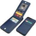 Blue Leather Wallet Case for iPhone 7 Plus 8 Plus with Card Holder Z165