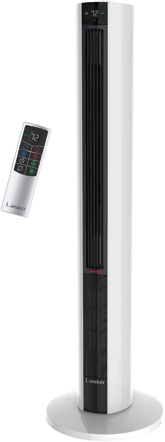 Black White 42 Inch Fan & Space Heater Combo Tower A2478
