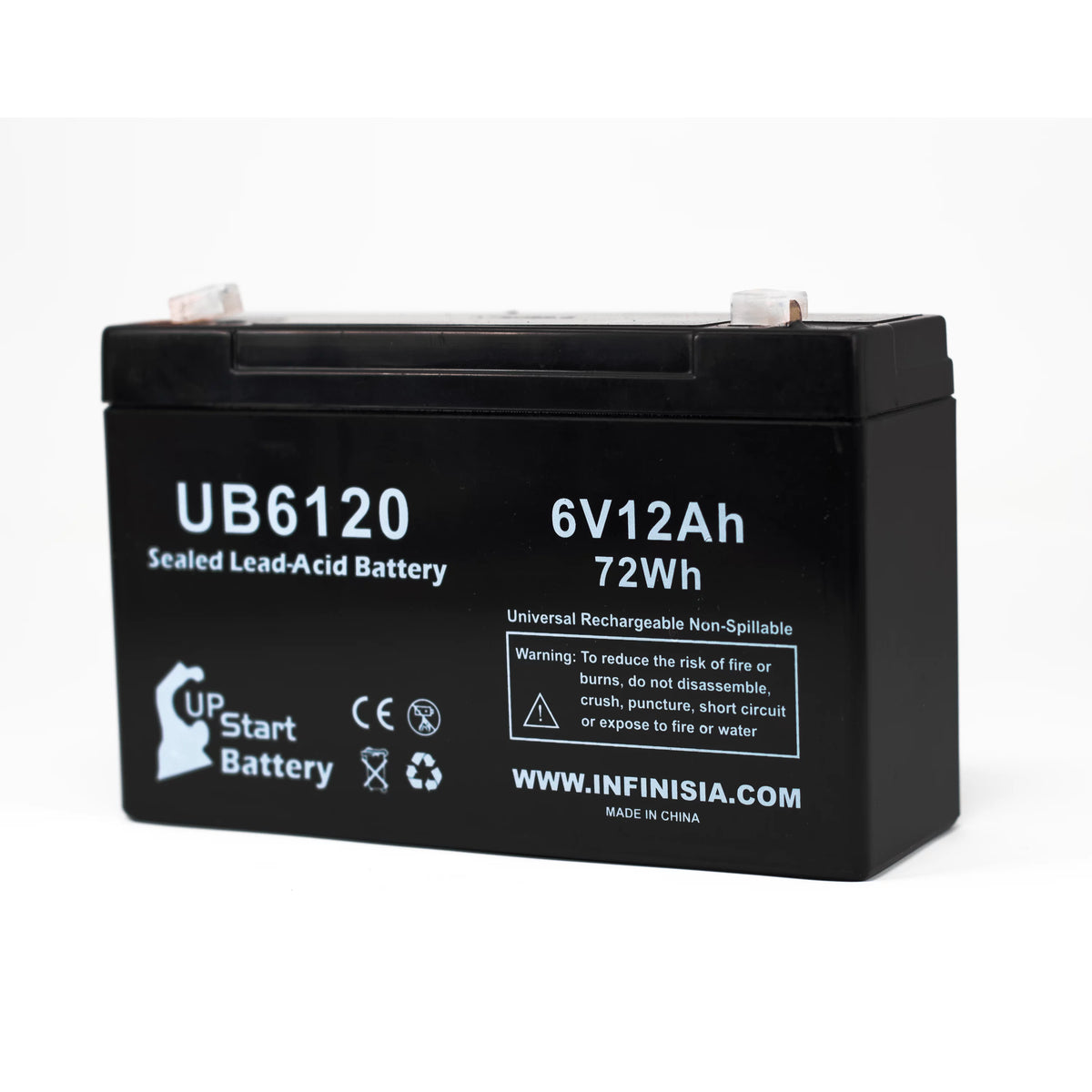 6V 12Ah Sealed Lead Acid Battery with F1 to F2 Terminal Adapters C296405