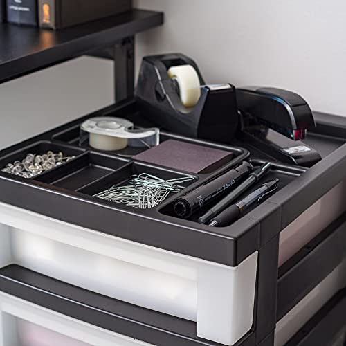 Black Plastic 4-Drawer Rolling Cart W737
