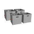 Gray Foldable Faux Leather Storage Cube Bins Set of Four O55337
