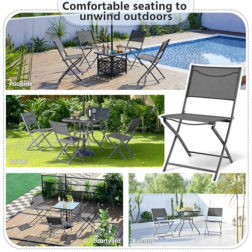 Black Set of 4 Metal Folding Dining Chairs W170796