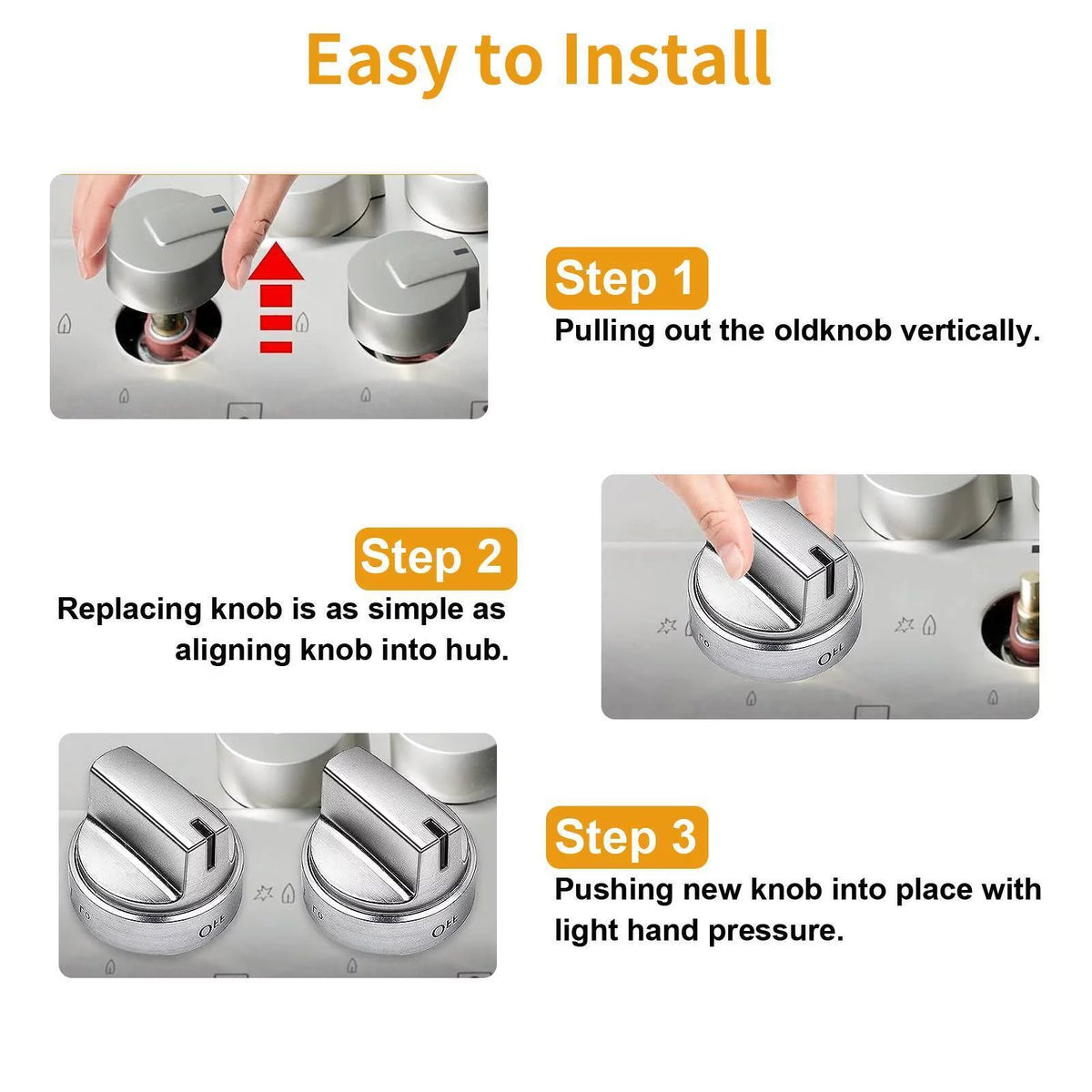 5PCS Stainless Steel Control Knob C224