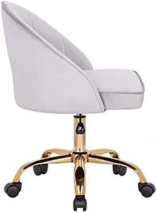 Velvet Home Office Desk Chair with Gold Metal Legs Y9456