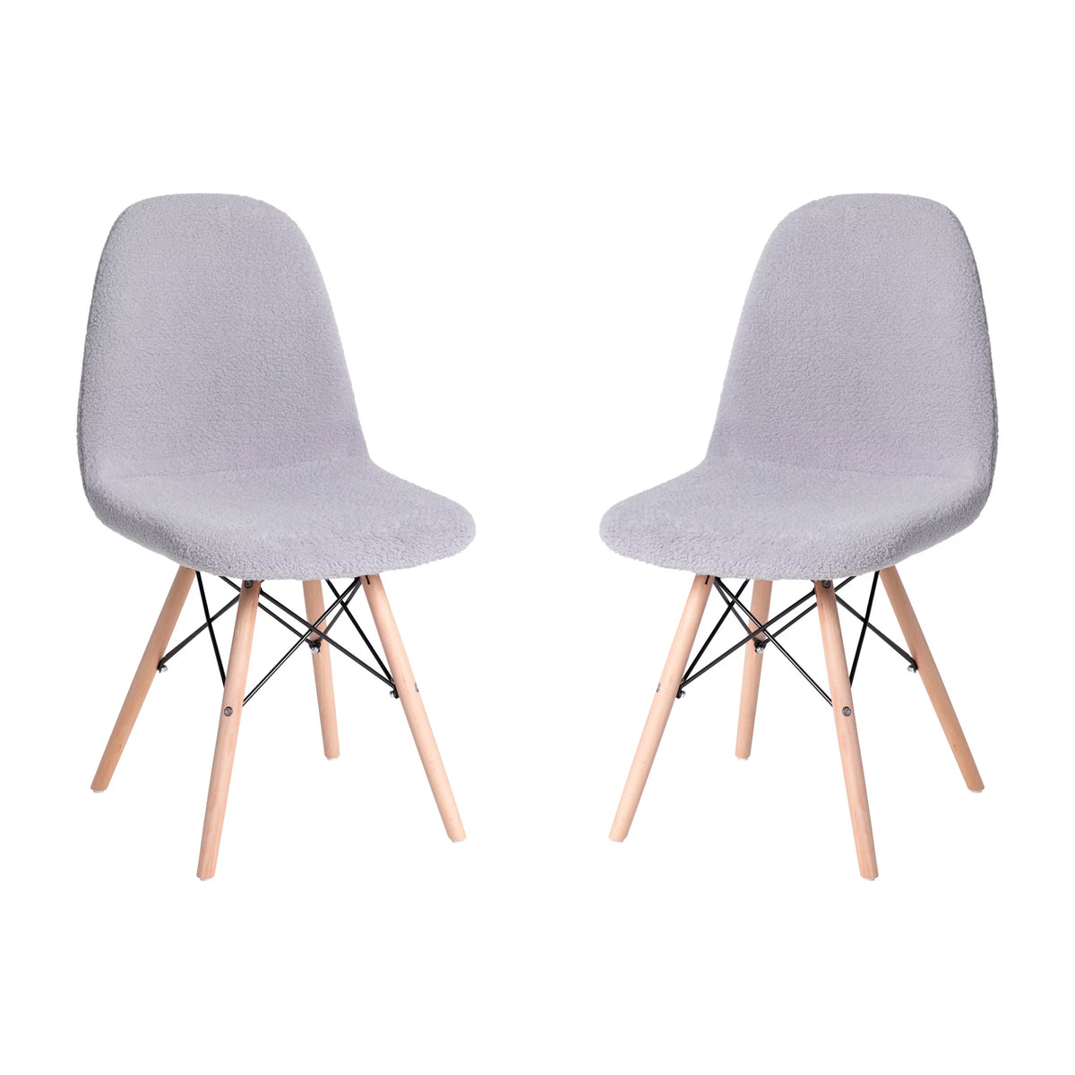 Set of 2 Gray Faux Shearling Accent Chair W166502