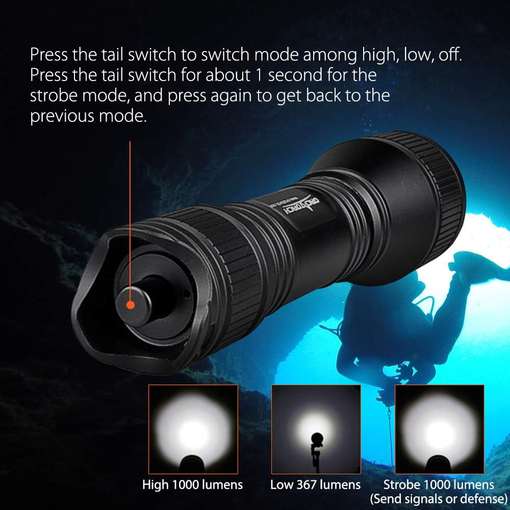 1000 Lumens Dive Light with Battery and Charger F13494