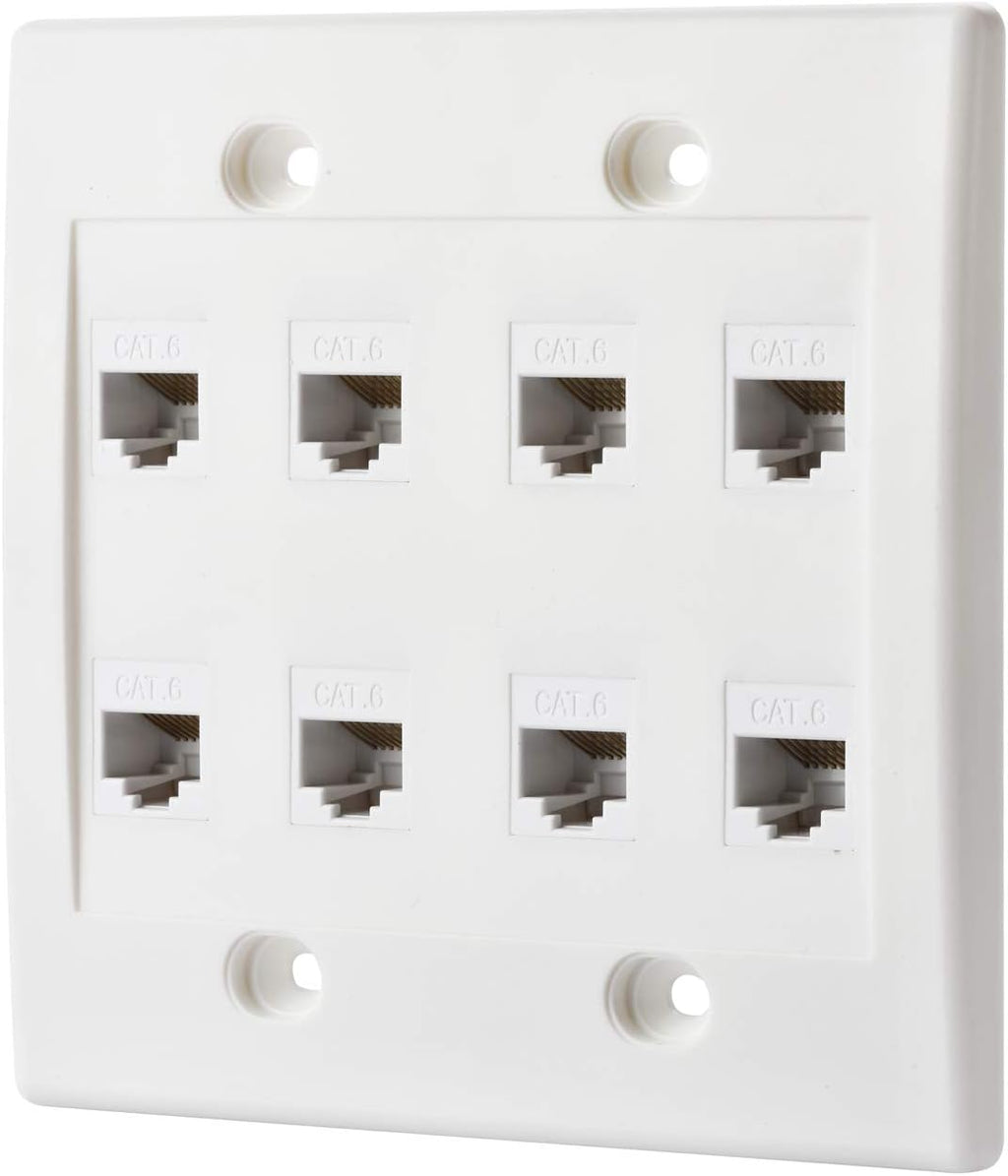 Cat6 Keystone Ethernet Wall Plate Female to Female White 6 Port Pack of 2 I455
