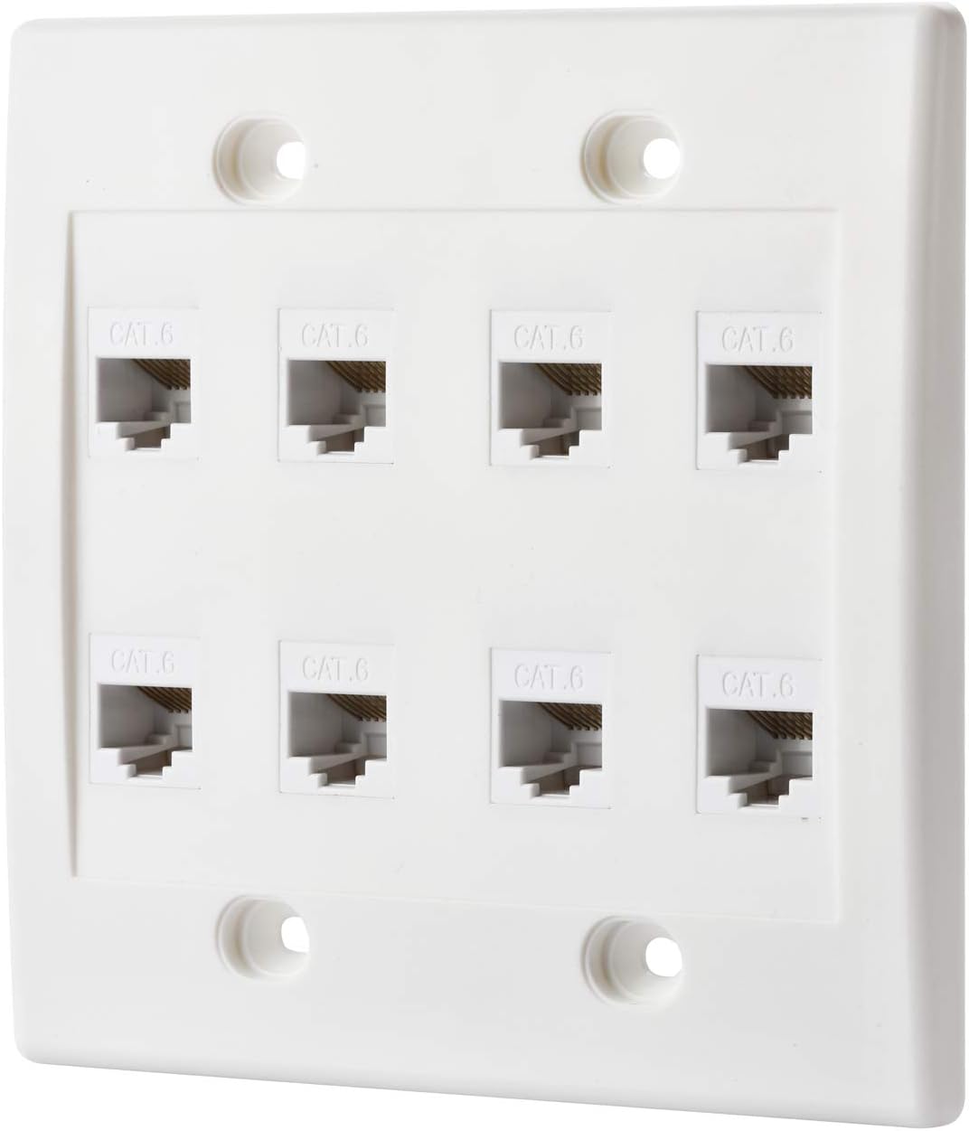 Cat6 Keystone Ethernet Wall Plate Female to Female White 6 Port Pack of 2 I455
