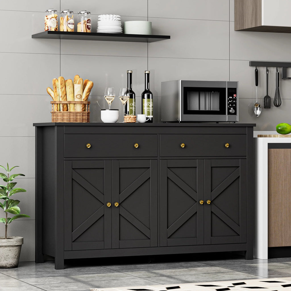 Brown 4-Door 2-Drawer Wood Buffet Cabinet G979